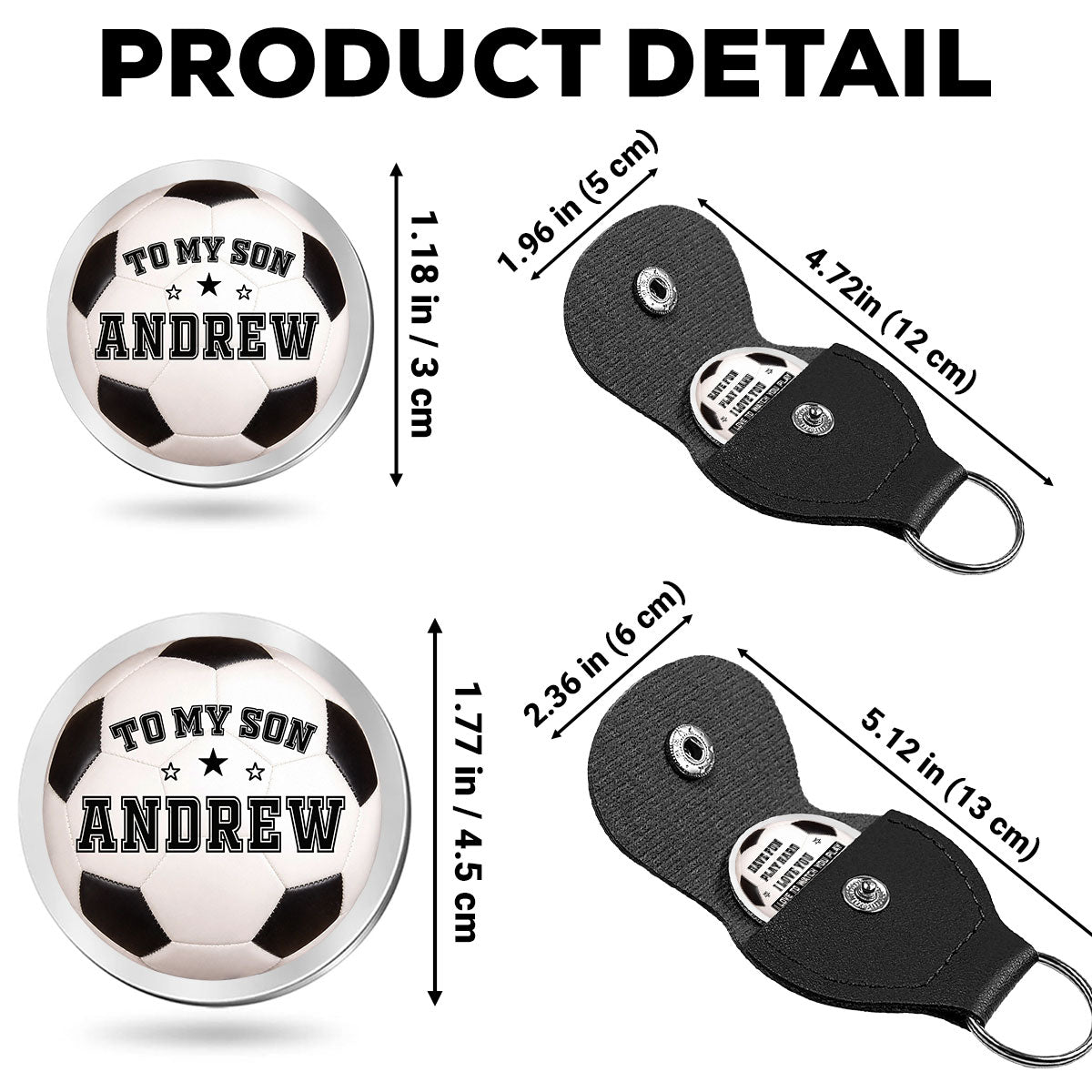 Custom Coin Keychain for Son, Father's Day Birthday Gifts • To My Son Soccer Ball - Personalized Pocket Hug