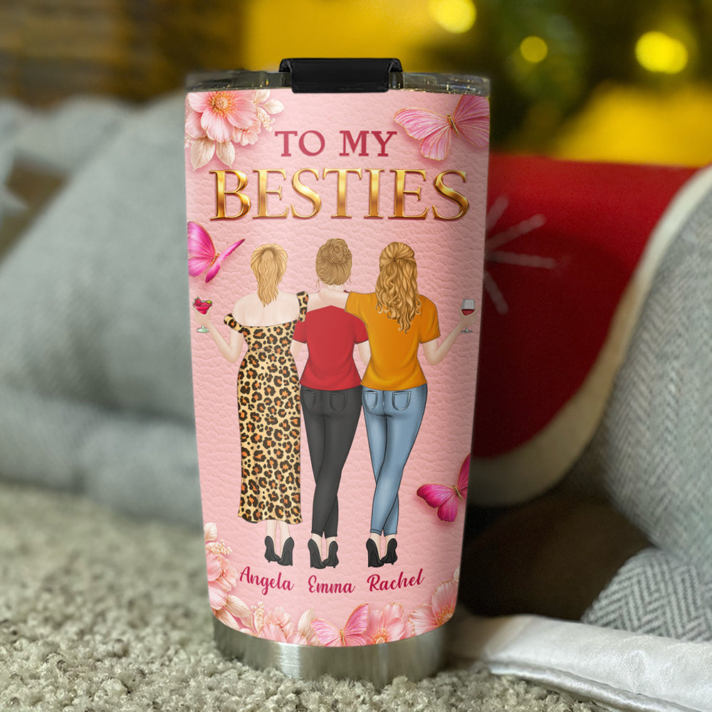 Custom Christmas Birthday Gifts For Best Friend • Butterfly Bestie Love - Personalized 3D Effect Tumbler