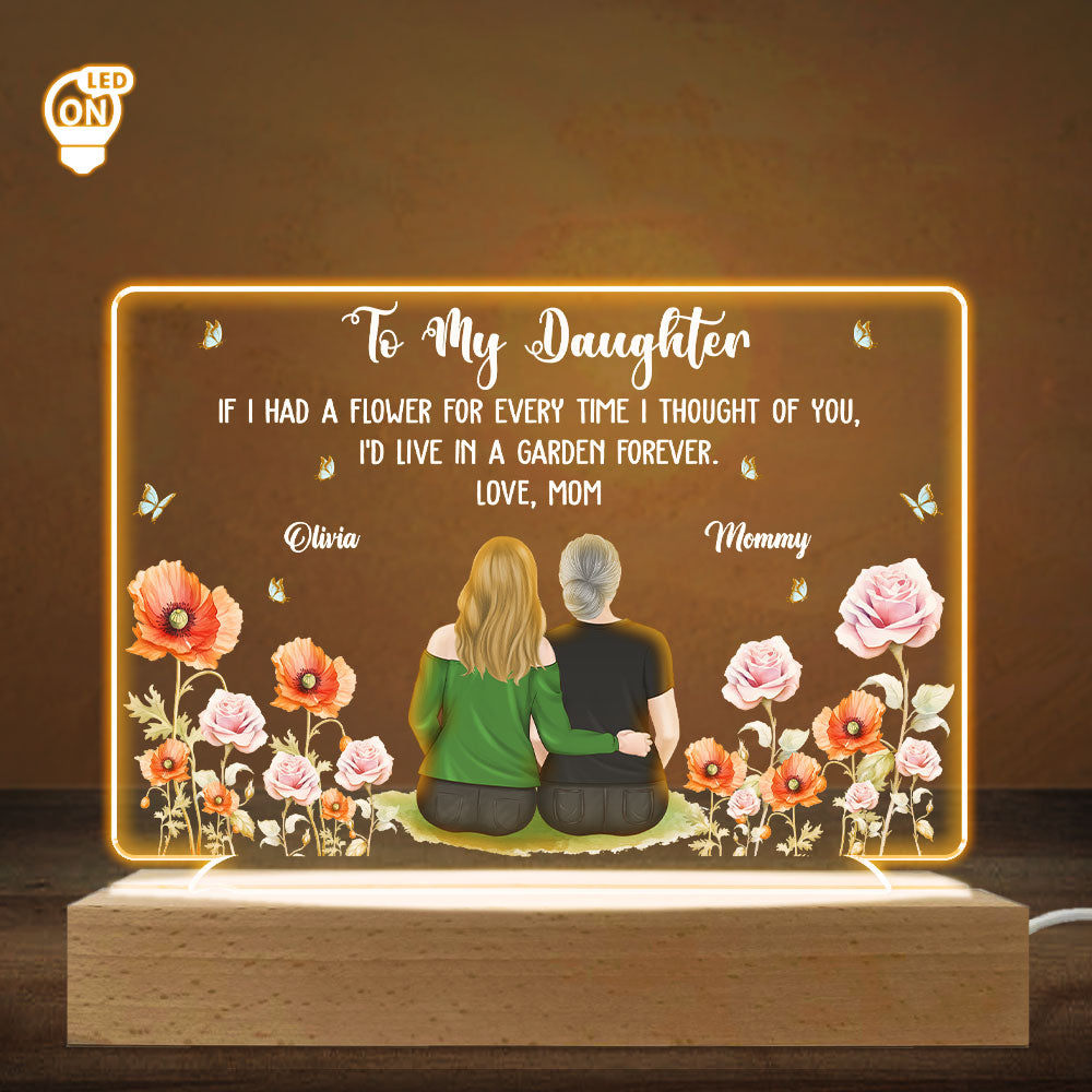 Custom Mother's Day Gifts for Daughter & Mom • Mom Garden Grows With Love - Personalized LED Light
