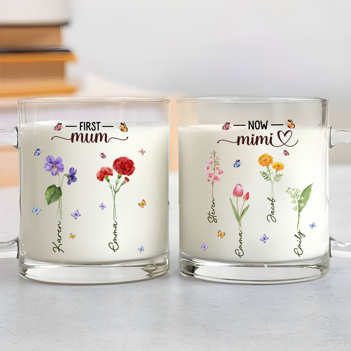 Custom Christmas & Birthday Gift For Grandma • Grandma Birthmonth Flower - Personalized Glass Mug
