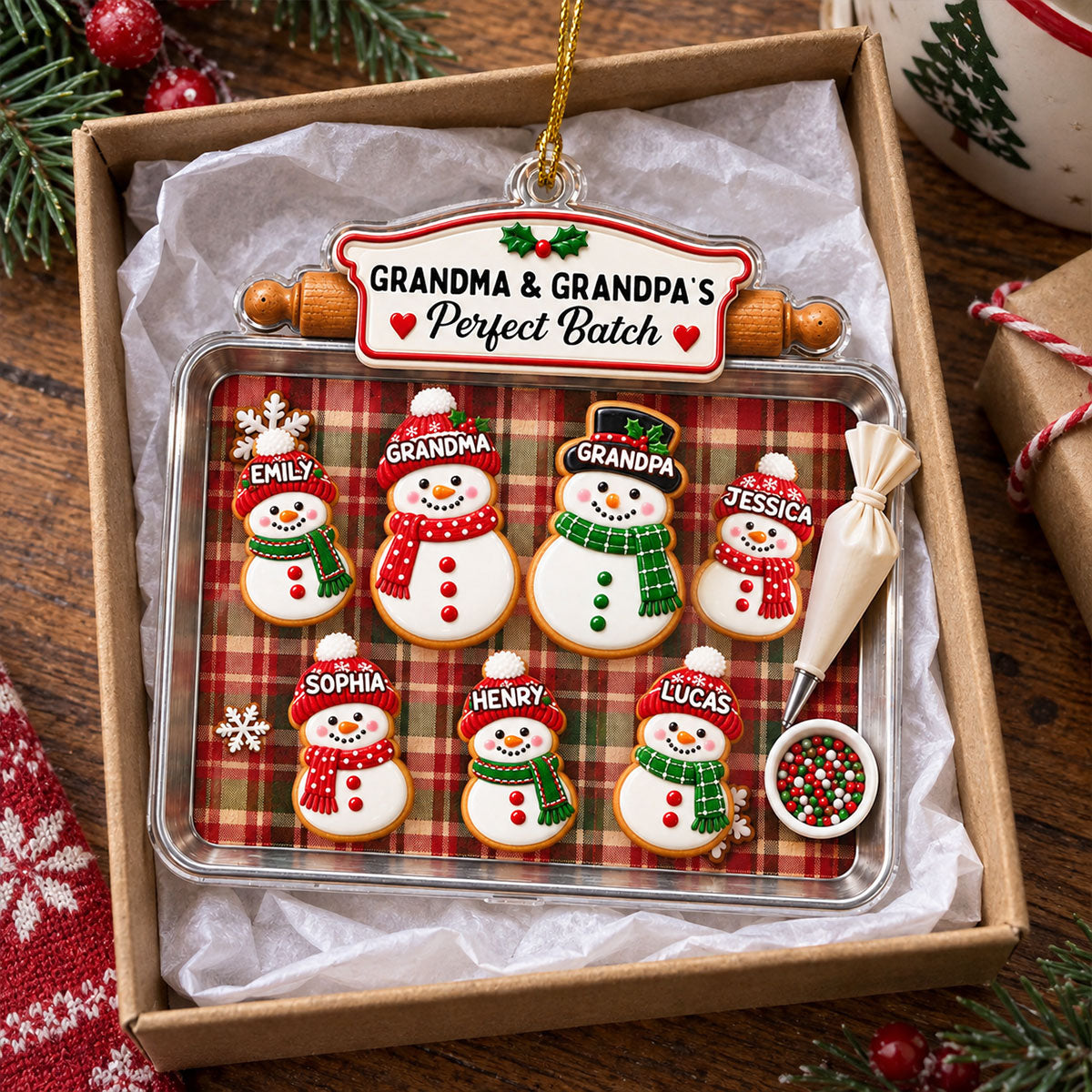 Custom Family Ornament, Christmas Gift for Family Members •  My Grandkids My Joy - Personalized Acrylic Ornament