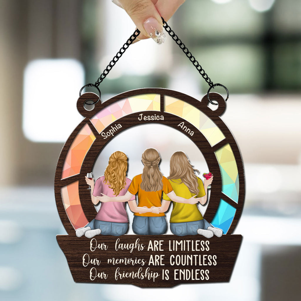 Custom Best Friend Hanging Decor, Friendship Birthday Gifts • Our Memories Are Countless - Personalized Suncatcher
