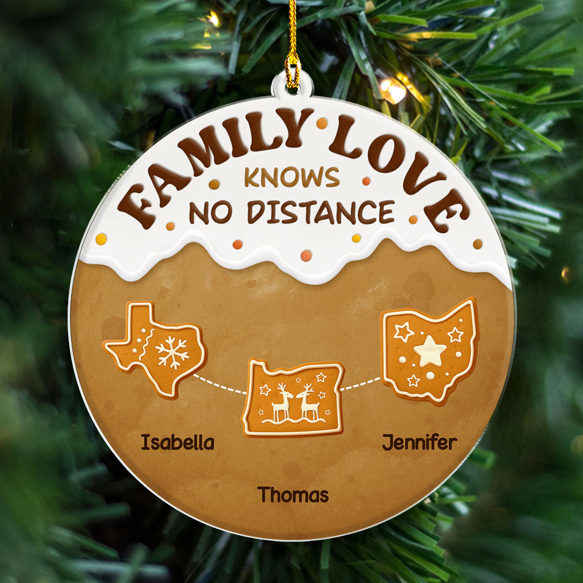 Custom Family Ornament, Christmas Gift for Family Members •  Connected By Hearts - Personalized Acrylic Ornament