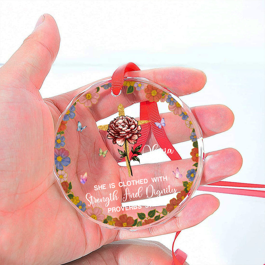 Custom Sister Christmas Ornament •  She Walks In Quiet Dignity - Personalized Glass Ornament