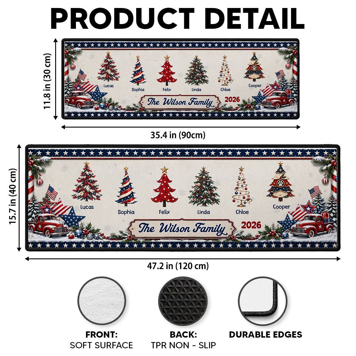 Custom Family Name Christmas Rug, Holiday Gift For Family Members • Christmas Family - Personalized Runner Rug