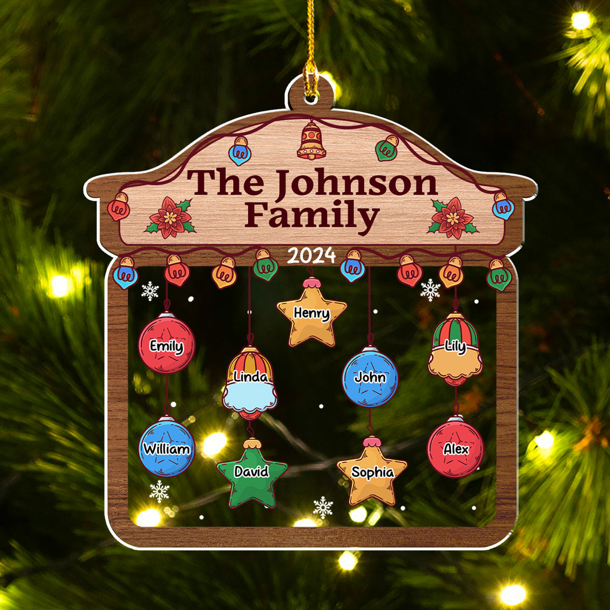 Custom Family Ornament, Christmas Gift for Family Members •  Christmas Family House - Personalized Acrylic Ornament