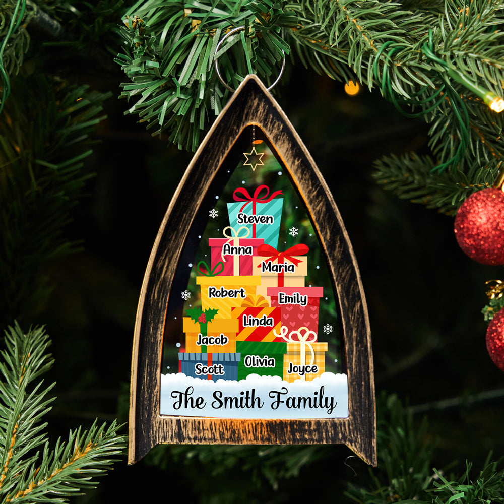 Custom Name Christmas Table Light, Gift for Family Members • Our Family Gift Tree - Personalized Table Lantern