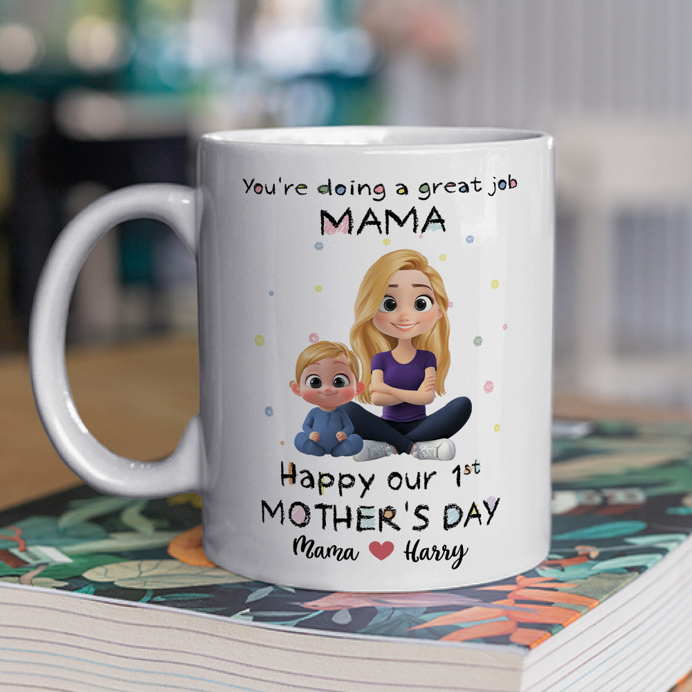 Custom First Mother's Day, Christmas Gift for New Mom • Mommy And Kid - Personalized Coffee Mug