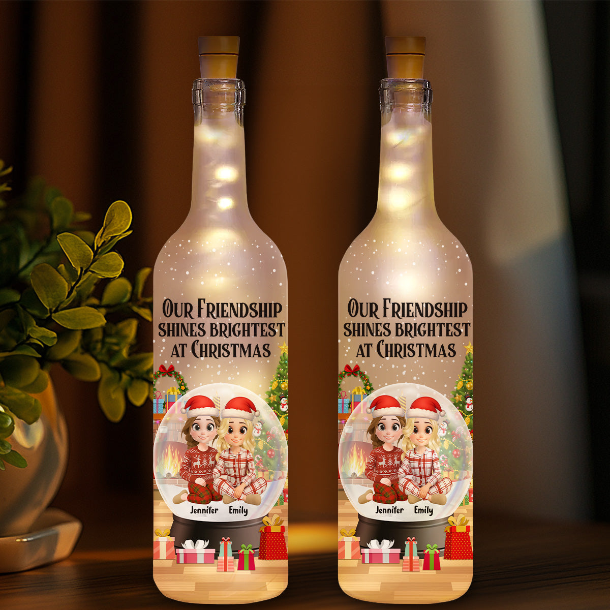Our Friendship Shines Brightest - Personalized Bottle Lamp