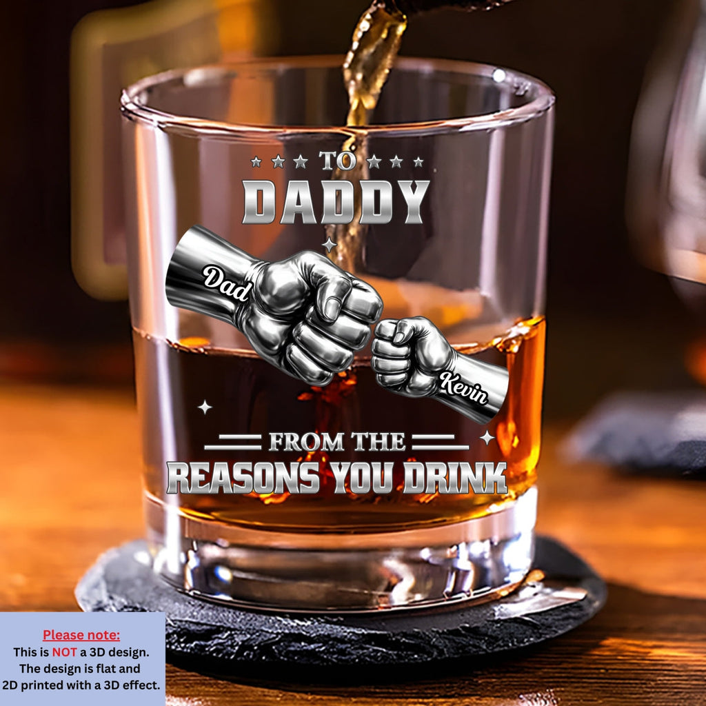 Custom Father's Day Birthday Gifts for Dad • Reason You Drink - Personalized Whiskey Glass