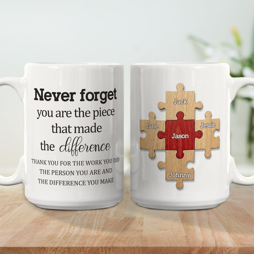 Custom Coworker, Christmas & Birthday Team Appreciation Gift • The Piece That Made The Difference - Personalized Coffee Mug
