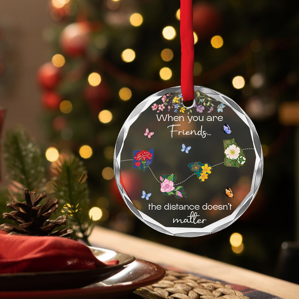 Custom Friendship Christmas Ornament, Best Friend Gift •  When You Are Sisters, Miles Are Meaningless - Personalized Glass Ornament