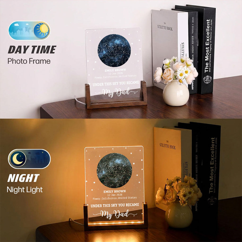 Custom First Father's Day Gift for New Dads • This Is What The Sky Looked Like - Personalized Night Light