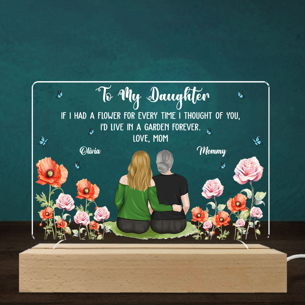 Custom Mother's Day Gifts for Daughter & Mom • Mom Garden Grows With Love - Personalized LED Light