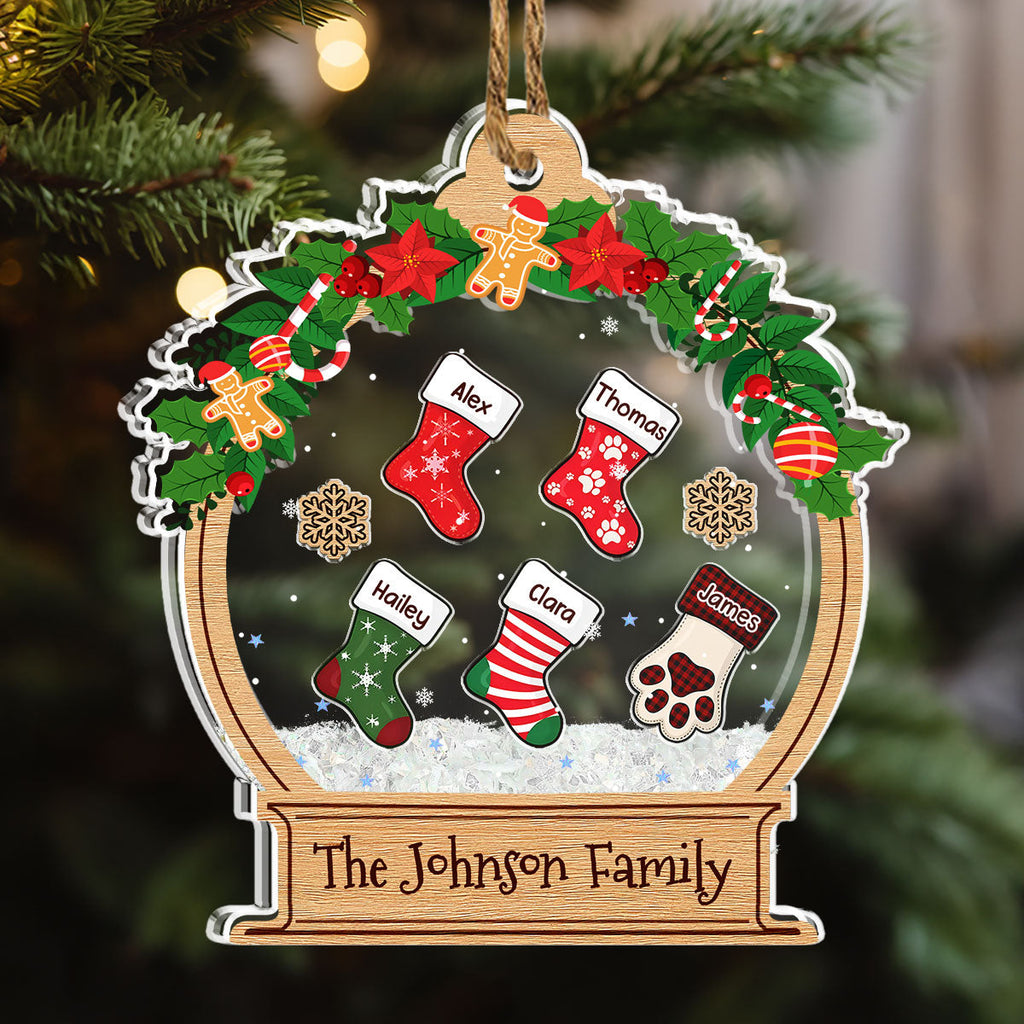Custom Family Ornament, Christmas Gift for Family Members •  Funny Stocking - Personalized Acrylic Shaker Ornament