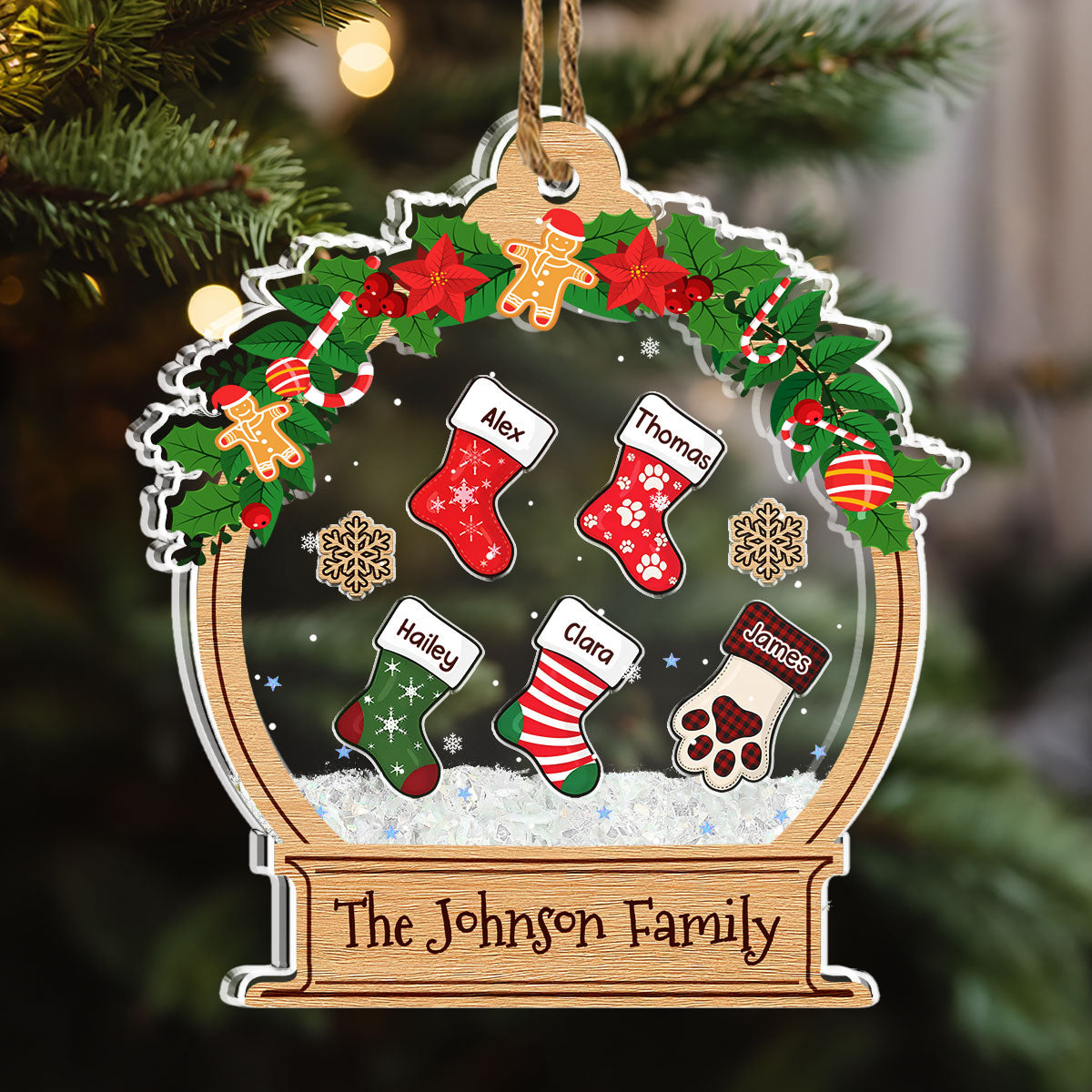 Custom Family Ornament, Christmas Gift for Family Members •  Funny Stocking - Personalized Acrylic Shaker Ornament