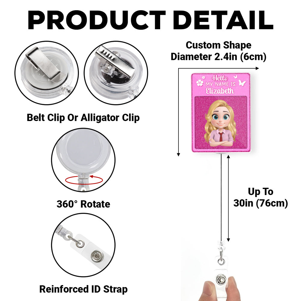 Custom Character ID Holder For Coworker, For Boss, Office Gift With Name • Love My Job - Personalized Acrylic Badge Reel