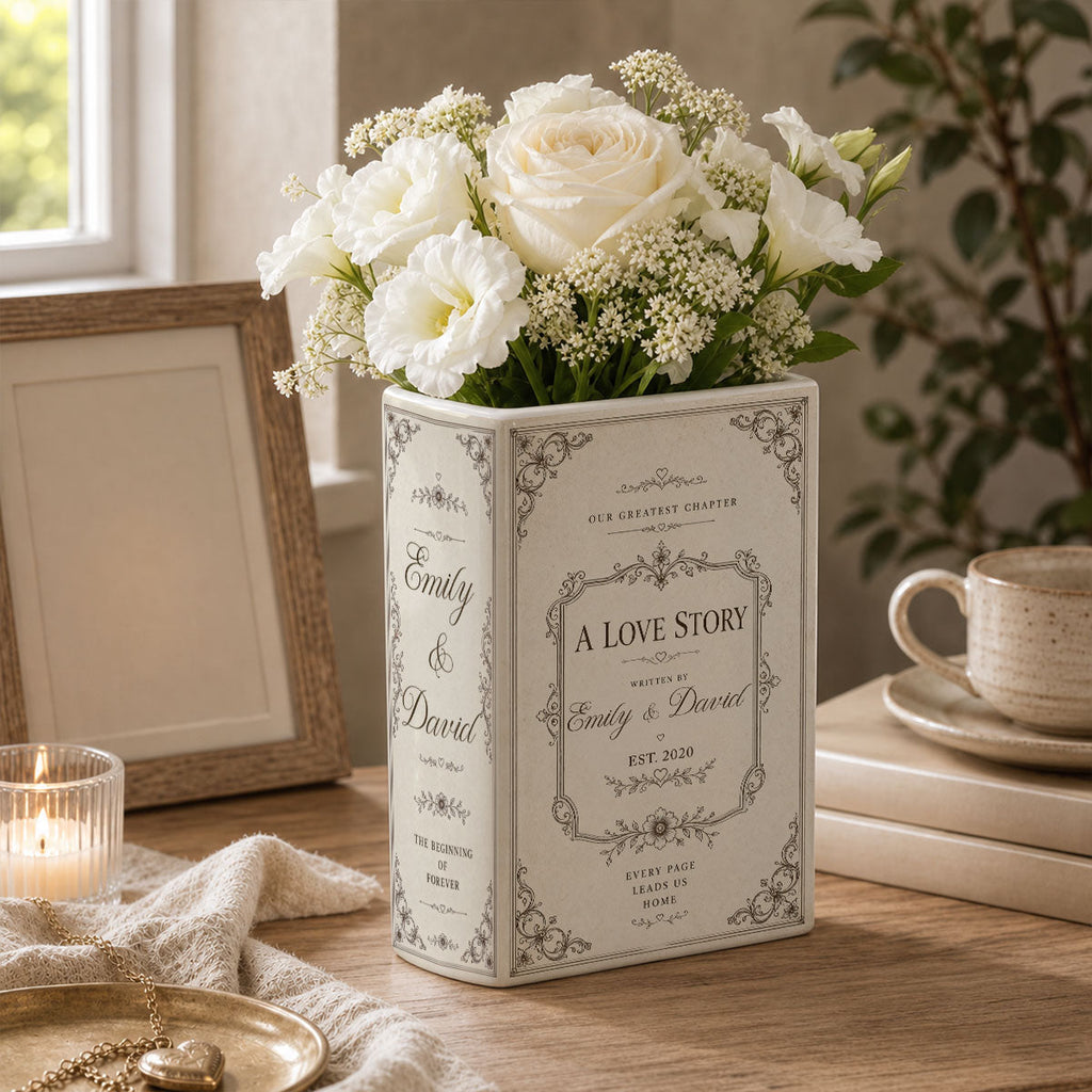 A New Chapter Begins With You - Personalized Ceramic Book Vase