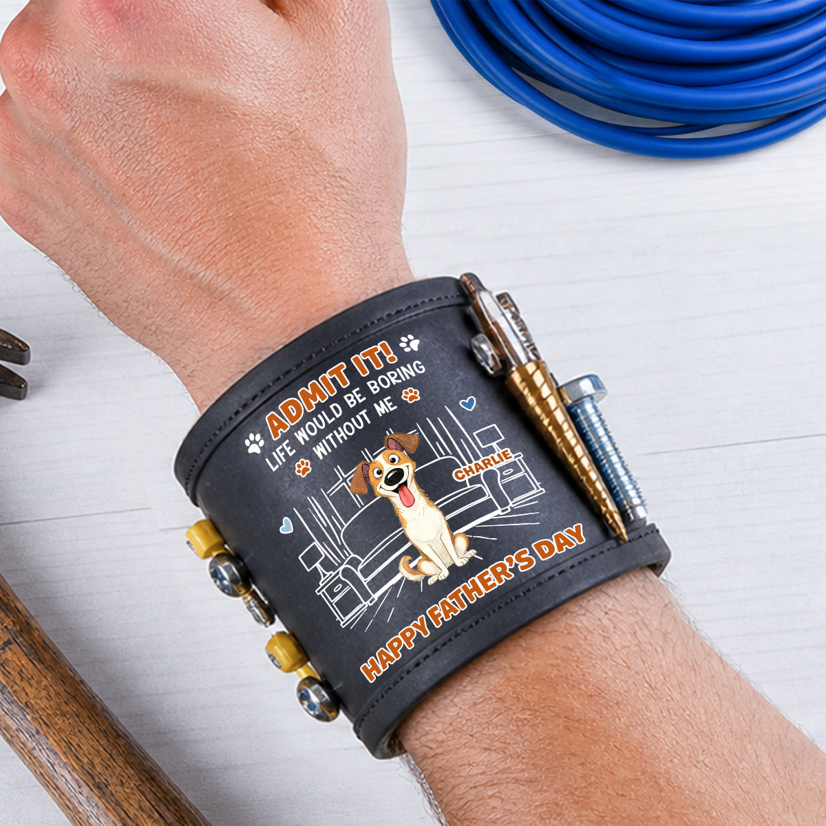 Admit It Crazy Funny Dog - Personalized Magnetic Tool Wristband