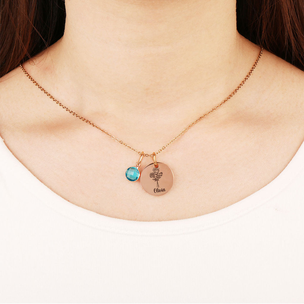 Hold My Hand - Personalized Birthstone Necklace With Message Card