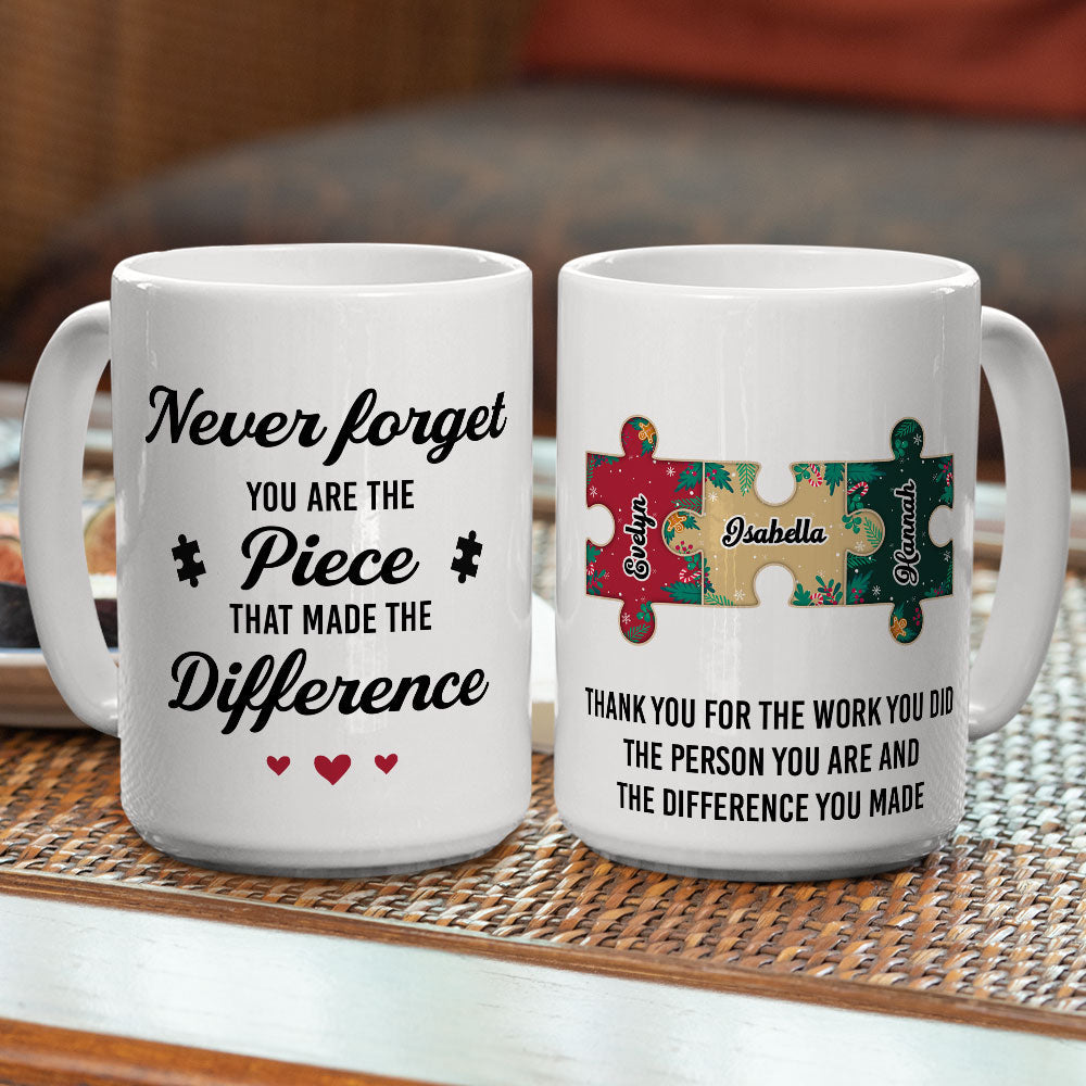 Custom Coworker, Christmas & Birthday Team Appreciation Gift • Do Not Forget You Are The Piece - Personalized Coffee Mug