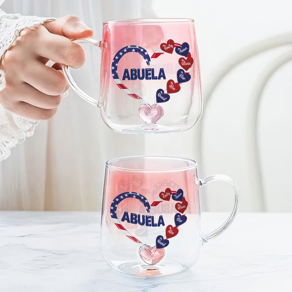Custom Christmas & Birthday Gift For Grandma • American Grandma - Personalized Pink Gradient Glass Mug