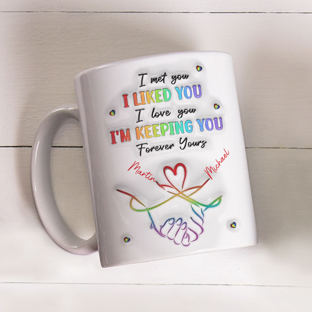 Custom Anniversary Keepsake Gifts For Couple • I Love You Love Is Love - Personalized 3D Inflated Effect Mug