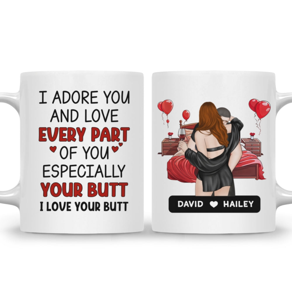 Custom Anniversary Keepsake Gifts For Couple • Adore You, Especially Your Butt - Personalized Coffee Mug
