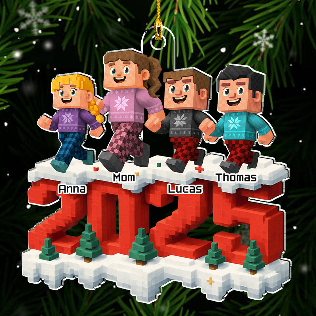 Custom Family Ornament, Christmas Gift for Family Members •  Just Us In This Year - Personalized 3D Effect Acrylic Ornament