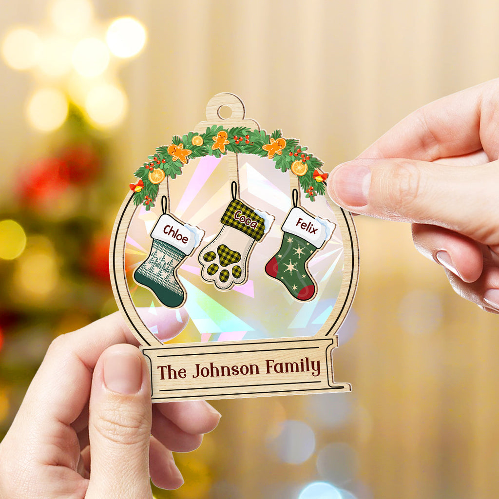 Custom Family Ornament, Christmas Gift for Family Members •  Our Family - Personalized Rainbow Ornament