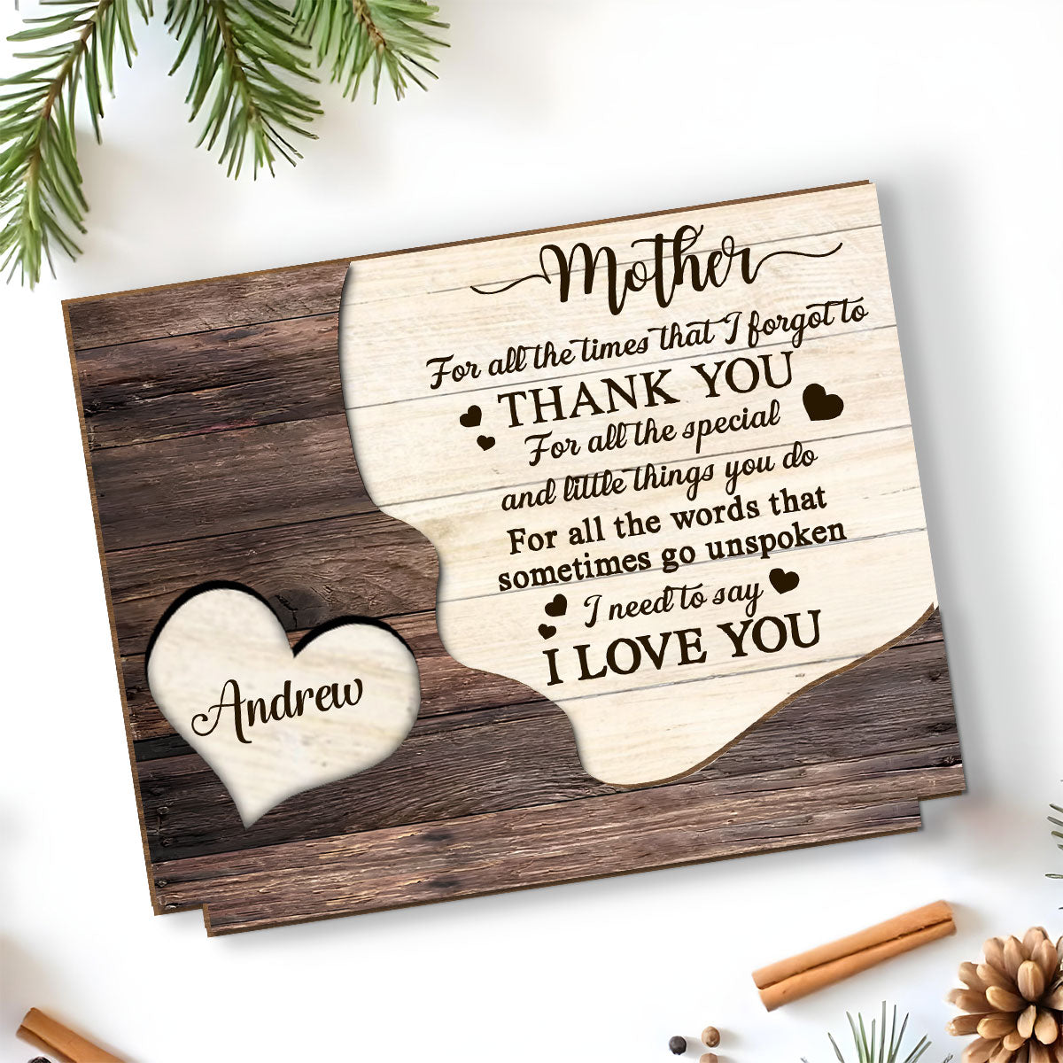 Custom Mother's Day Decor, Gift for Mom & Grandma • Thank You Mommy - Personalized 2-Layer Wood Plaque With Flat Base