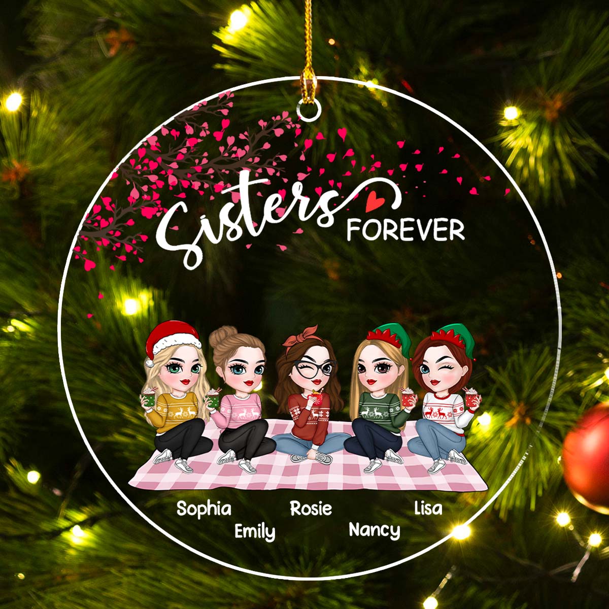 Custom Friendship Christmas Ornament, Best Friend Gift •  Forever Bestie - Personalized Acrylic Ornament