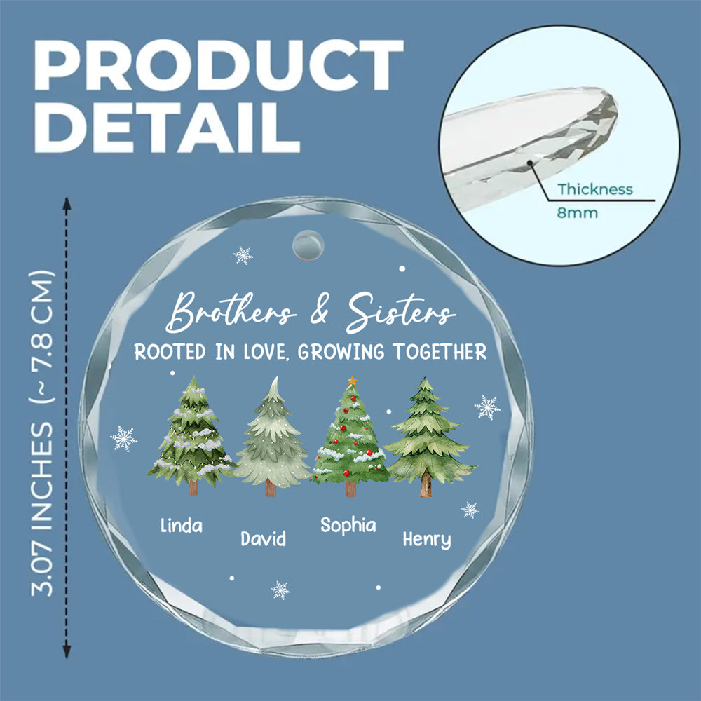 Custom Brothers & Sisters Christmas Ornament •  Love Grows Within Our Family - Personalized Glass Ornament