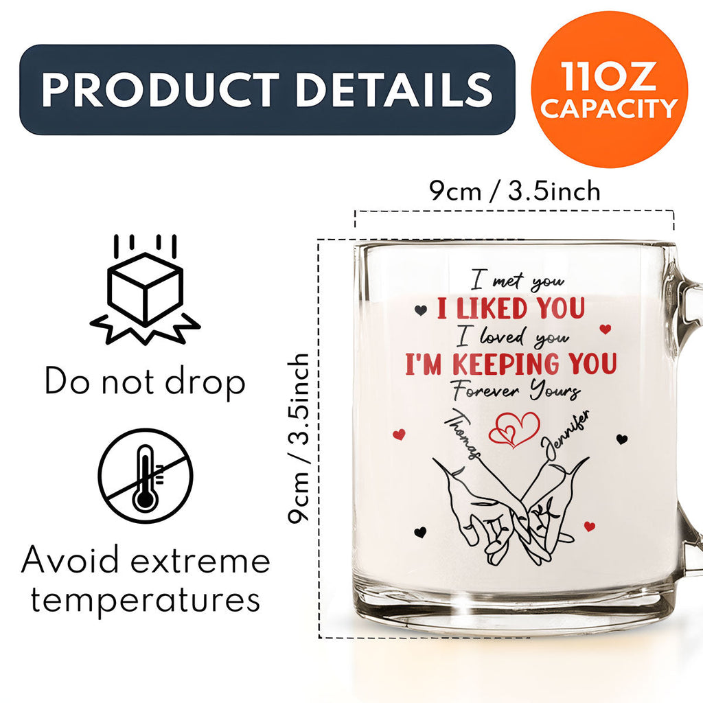 Custom Anniversary Keepsake Gifts For Couple • The Day I Met You - Personalized Glass Mug