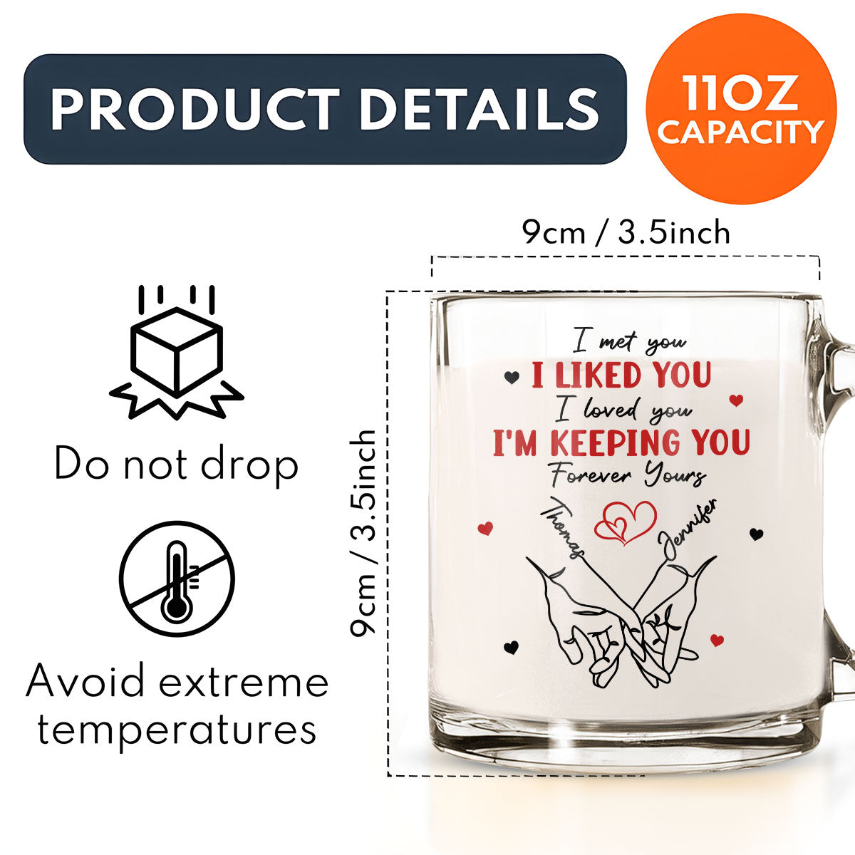Custom Anniversary Keepsake Gifts For Couple • The Day I Met You - Personalized Glass Mug