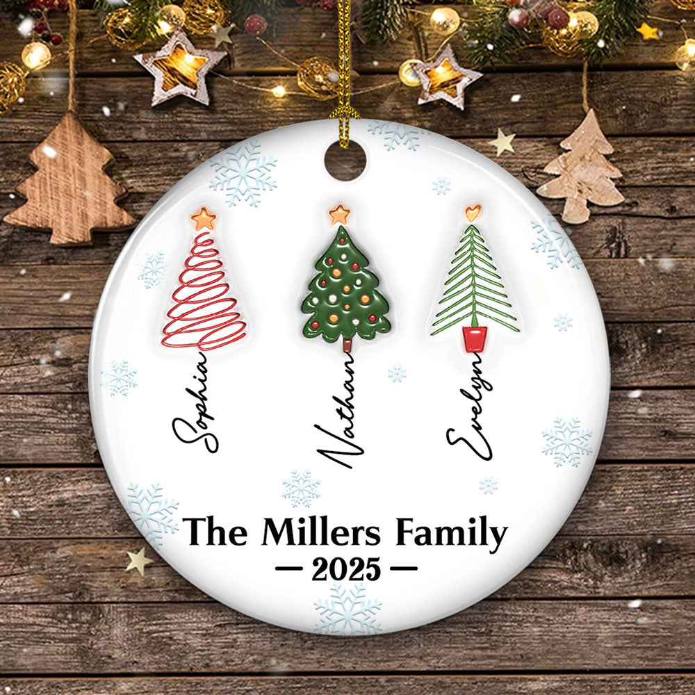 Custom Keepsake Christmas Ornament •  Brothers And Sister Forever Tree Names - Personalized 3D Inflated Effect Ceramic Ornament