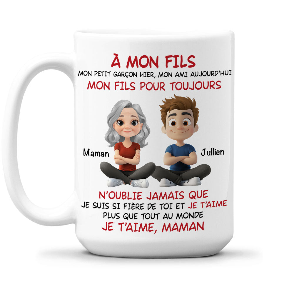 Custom Christmas & Birthday Gift for Son • Mon Fils Mon Petit Garçon d'Hier - Mug Personnalisé