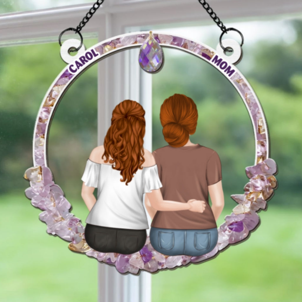 Custom Hanging Decor for Mom Daughter, Mother's Day Birthday Gifts • Forever Love - Personalized Suncatcher