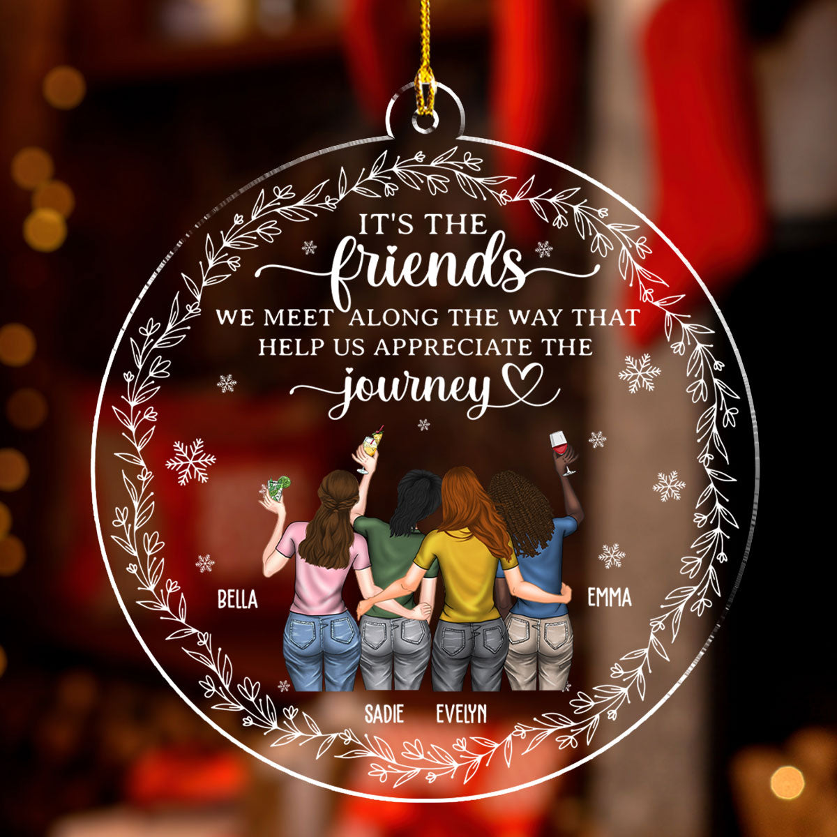 Custom Friendship Christmas Ornament, Best Friend Gift •  Appreciate The Journey - Personalized Acrylic Ornament