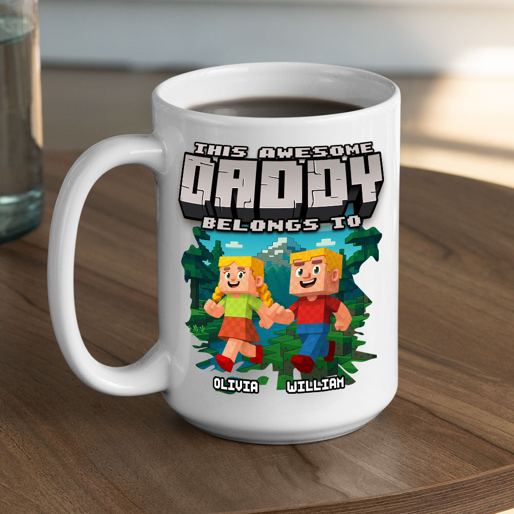 Custom Father's Day, Special Gift for Dad & Grandpa • This Awesome Dad Belongs To Me - Personalized Coffee Mug
