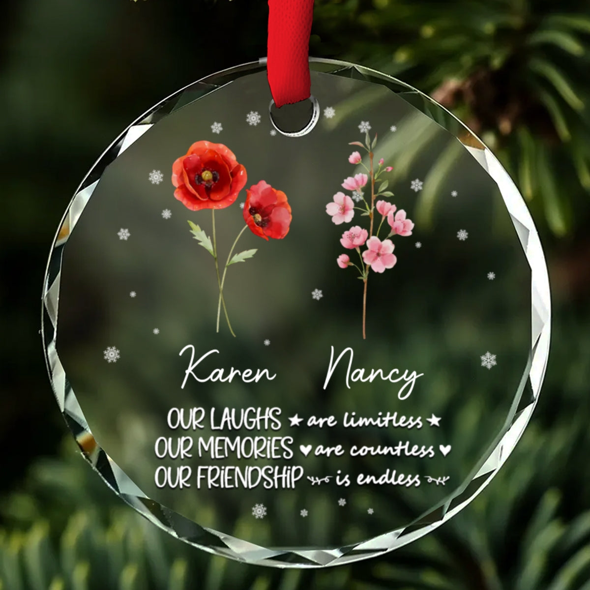 Custom Friendship Christmas Ornament, Best Friend Gift •  Friendship - Personalized Glass Ornament