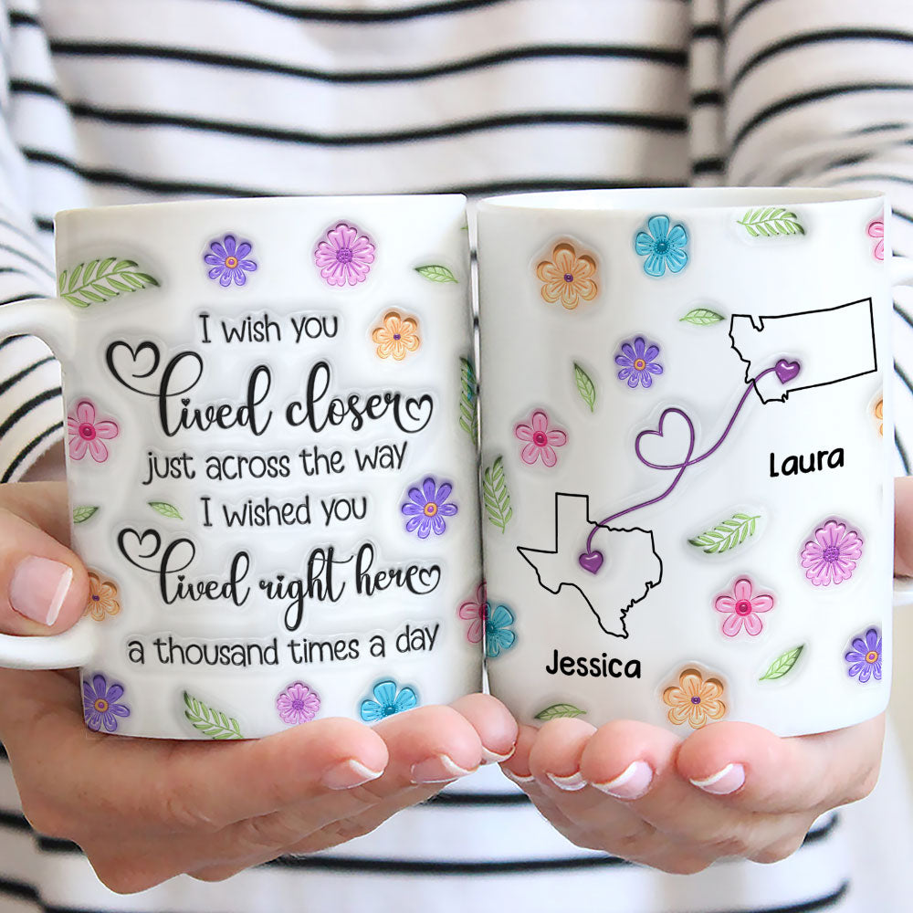 Custom Best Friend, Christmas & Birthday Friendship Keepsake Gift • Wish We Were Together Always - Personalized 3D Inflated Effect Mug