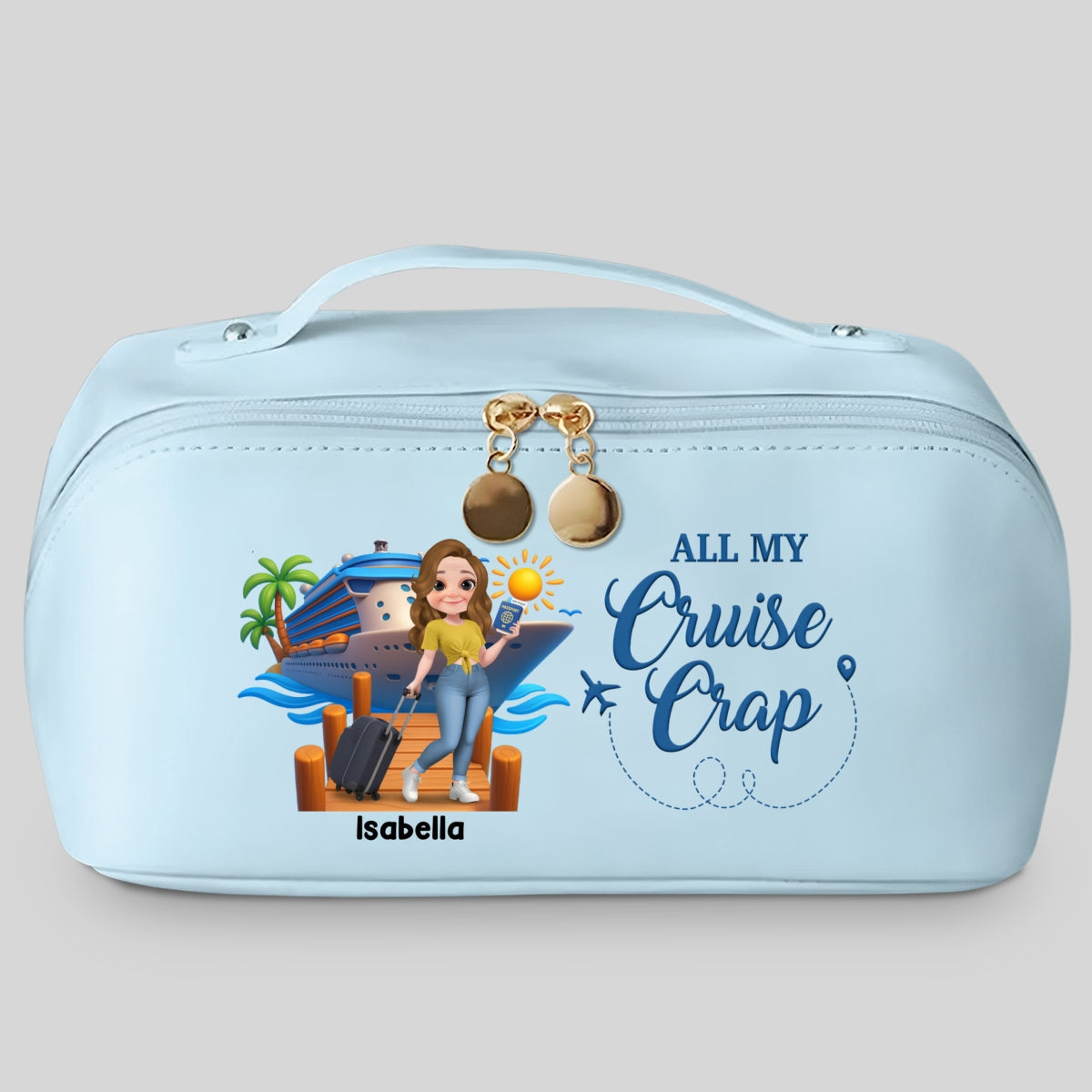 All My Cruise Crap - Personalized Leather Makeup Bag