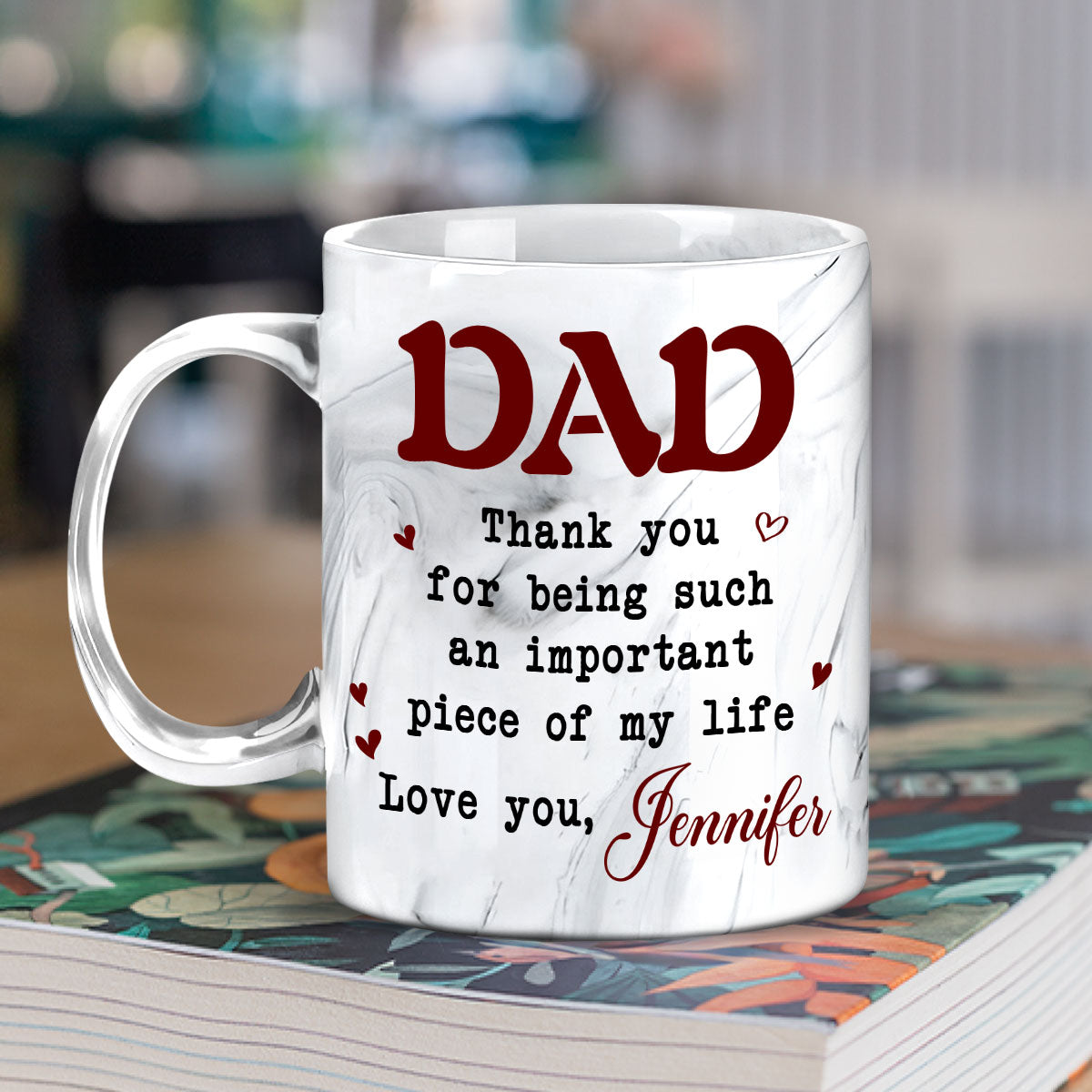 Custom Father's Day, Special Gift for Dad & Grandpa • Piece Of My Life - Personalized Grey Marble Mug