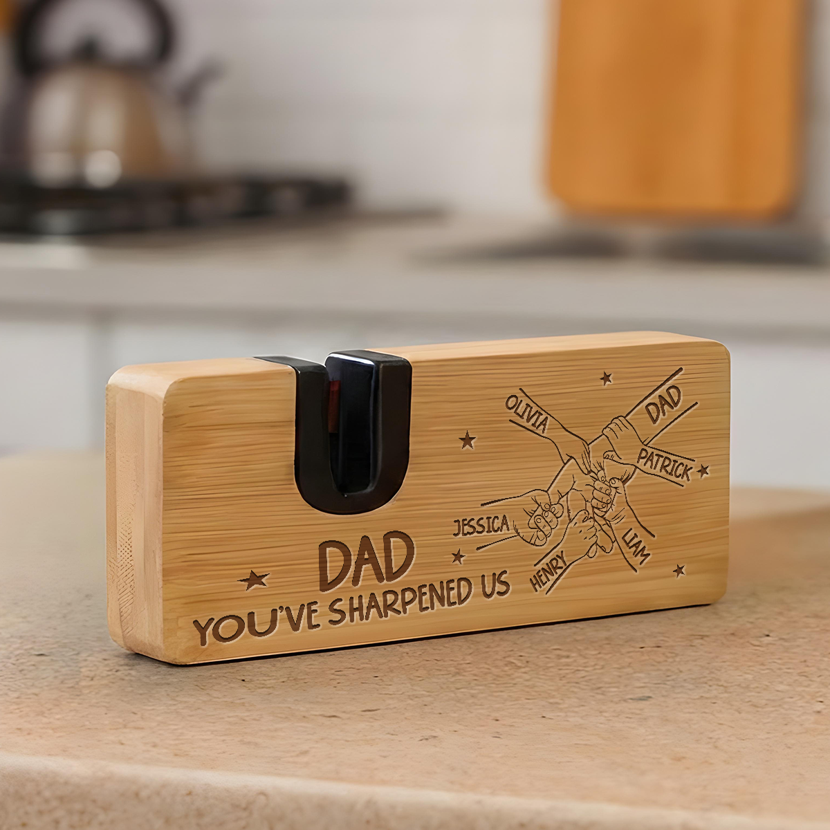 Dad Sharpened Us - Personalized Engraved Opener Sharpener Stowel