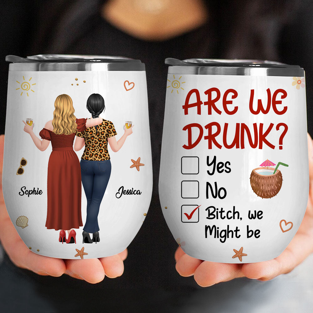 Custom Christmas Birthday Gifts For Best Friend • Drinking Besties - Personalized Wine Tumbler