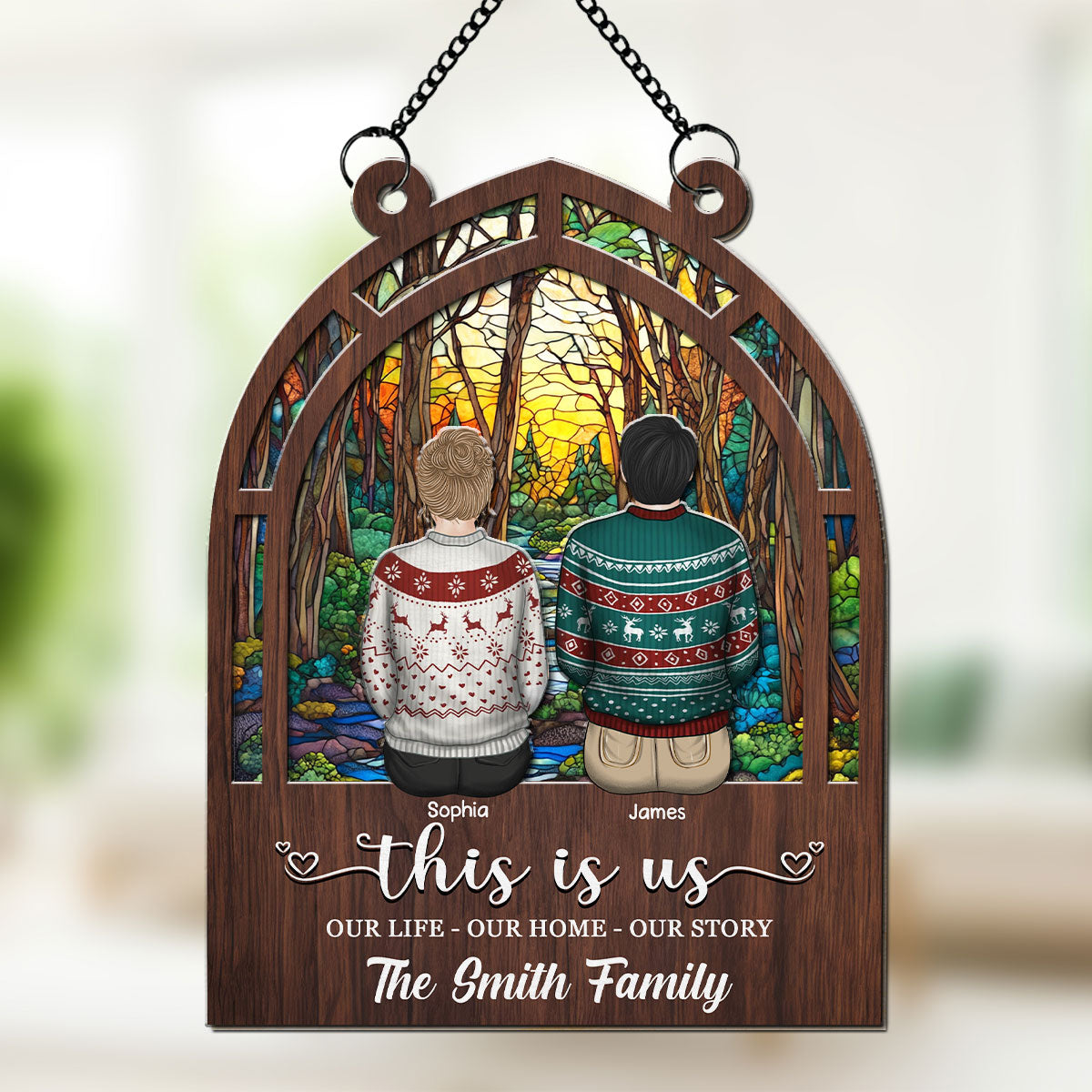 Custom Family Hanging Decor, Christmas Gift for Family Members • Our Bond Is Unbreakable - Personalized Suncatcher