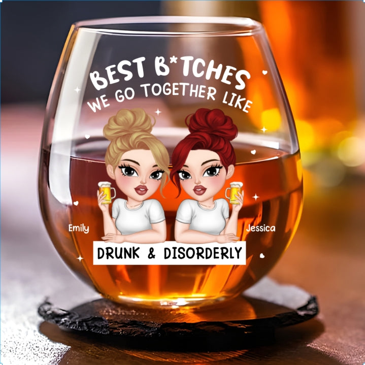 We Are Masterminds Of Mayhem - Personalized Wine Glass