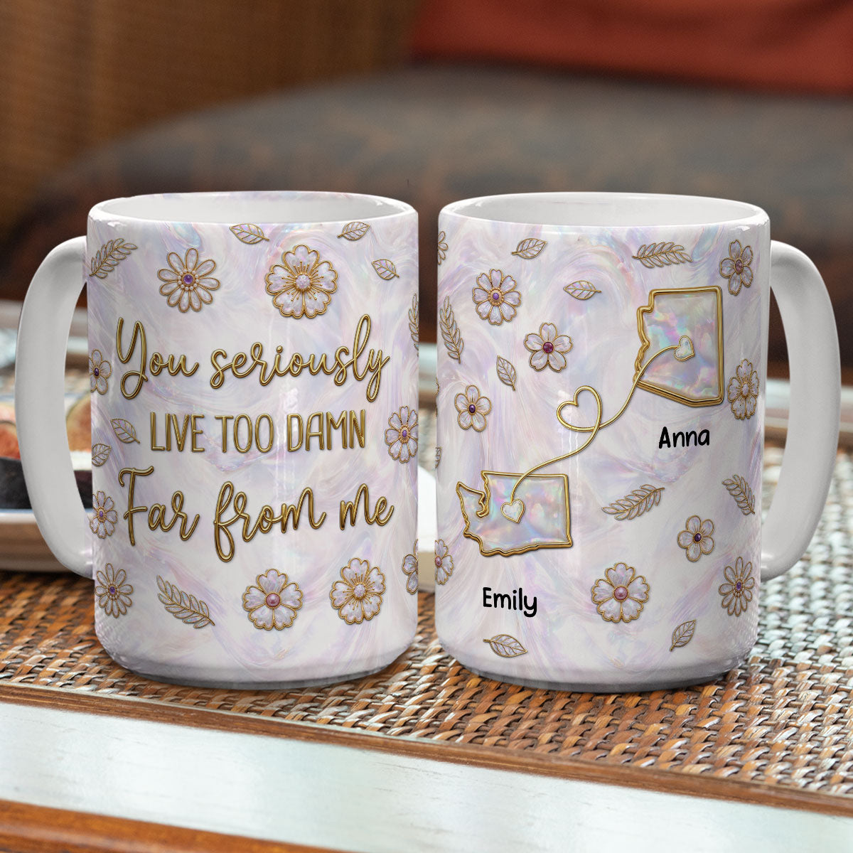 Custom Best Friend, Christmas & Birthday Friendship Keepsake Gift • So Far From Me - Personalized 3D Inflated Effect Mug
