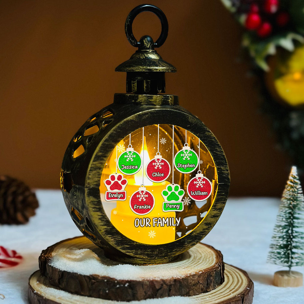 Custom Name Family Christmas Gifts, Holiday Decor • Cozy Christmas - Personalized Christmas Lantern